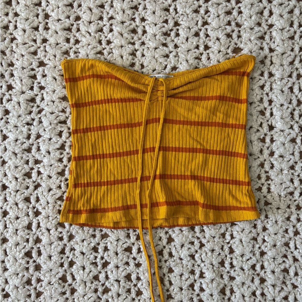 Zara Striped Mustard Women's Tube Top